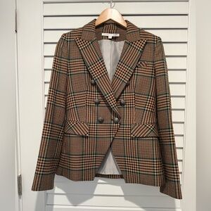 Veronica Beard Plaid Dickie Blazer - Brown, Tan and Black
